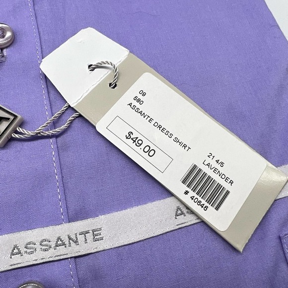 NEW ASSANTE men’s classic fit light lavender dress shirt size 21 4/5 sty… - Picture 3 of 13